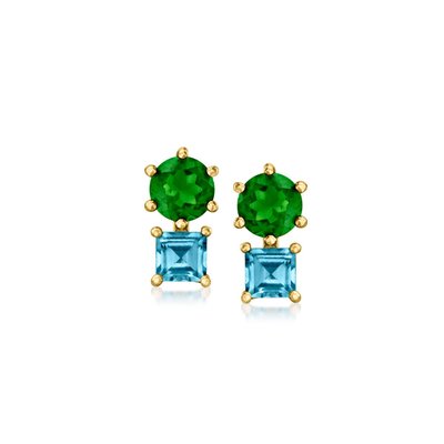 RS Pure Chrome Diopside and London Blue Topaz Earrings